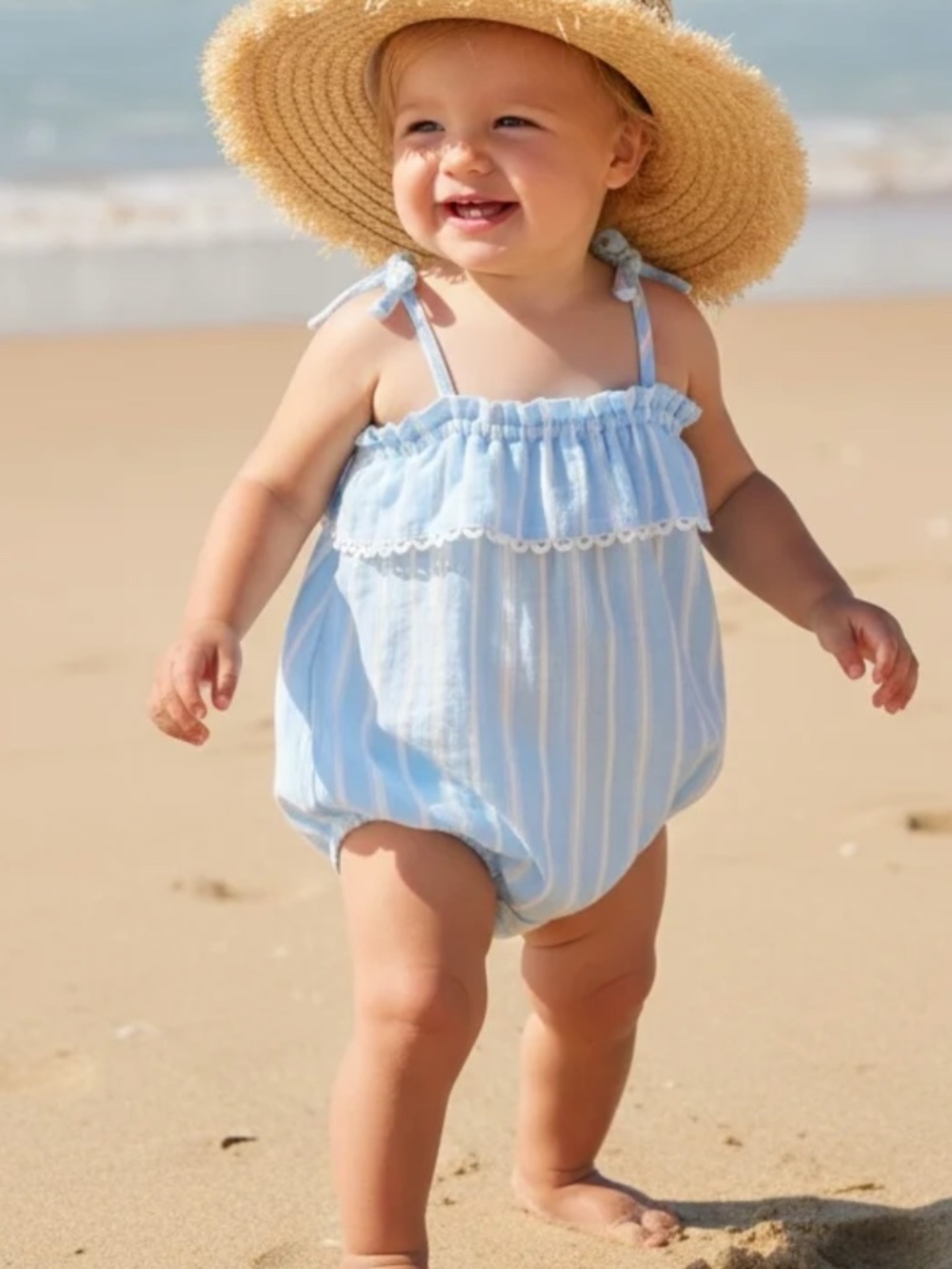 Bonita Romper - Coastal Stripe- feather 4 arrow